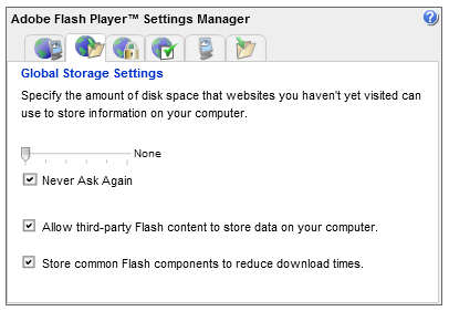 Flash Global Storage Settings